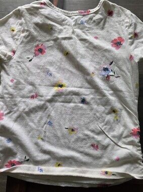 GAP White Cotton Sheet with Pink, Yellow & Blue Floral Print